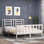 White solid wood bed frame with headboard 160x200 cm by vidaXL, Beds and slatted bases - Ref: Foro24-3192892, Price: 151,67 €...