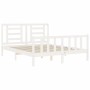 White solid wood bed frame with headboard 160x200 cm by vidaXL, Beds and slatted bases - Ref: Foro24-3192892, Price: 151,67 €...