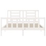 White solid wood bed frame with headboard 160x200 cm by vidaXL, Beds and slatted bases - Ref: Foro24-3192892, Price: 151,67 €...