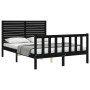 Estructura de cama con cabecero madera maciza negro 140x190 cm de vidaXL, Camas y somieres - Ref: Foro24-3193190, Precio: 201...