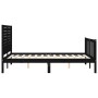 Bed frame with black solid wood headboard 140x190 cm by vidaXL, Beds and slatted bases - Ref: Foro24-3193190, Price: 196,83 €...