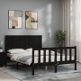 Bed frame with black solid wood headboard 140x200 cm by vidaXL, Beds and slatted bases - Ref: Foro24-3192625, Price: 200,51 €...