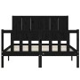 Bed frame with black solid wood headboard 140x200 cm by vidaXL, Beds and slatted bases - Ref: Foro24-3192625, Price: 200,51 €...