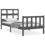 Estructura de cama con cabecero madera maciza gris 100x200 cm de vidaXL, Camas y somieres - Ref: Foro24-3193003, Precio: 110,...