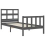 Estructura de cama con cabecero madera maciza gris 100x200 cm de vidaXL, Camas y somieres - Ref: Foro24-3193003, Precio: 110,...