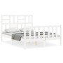 Estructura cama de matrimonio con cabecero madera maciza blanco de vidaXL, Camas y somieres - Ref: Foro24-3193047, Precio: 14...