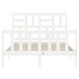 Double bed frame with white solid wood headboard by vidaXL, Beds and slatted bases - Ref: Foro24-3193047, Price: 141,61 €, Di...