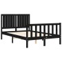 Bed frame with black solid wood headboard 120x200 cm by vidaXL, Beds and slatted bases - Ref: Foro24-3192945, Price: 179,88 €...