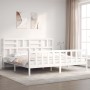 White solid wood bed frame with headboard 200x200 cm by vidaXL, Beds and slatted bases - Ref: Foro24-3193097, Price: 148,64 €...