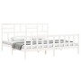 White solid wood bed frame with headboard 200x200 cm by vidaXL, Beds and slatted bases - Ref: Foro24-3193097, Price: 148,64 €...