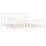 White solid wood bed frame with headboard 200x200 cm by vidaXL, Beds and slatted bases - Ref: Foro24-3193097, Price: 148,64 €...