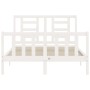 White solid wood bed frame with headboard 120x200 cm by vidaXL, Beds and slatted bases - Ref: Foro24-3192877, Price: 136,38 €...