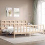 Estructura de cama de matrimonio con cabecero madera maciza de vidaXL, Camas y somieres - Ref: Foro24-3193026, Precio: 171,72...