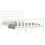 White solid wood bed frame with headboard 140x190 cm by vidaXL, Beds and slatted bases - Ref: Foro24-3193057, Price: 128,99 €...