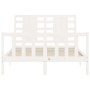 White solid wood bed frame with headboard 120x200 cm by vidaXL, Beds and slatted bases - Ref: Foro24-3192812, Price: 136,17 €...