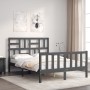 Gray solid wood bed frame with headboard 120x200 cm by vidaXL, Beds and slatted bases - Ref: Foro24-3193073, Price: 150,37 €,...