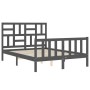 Gray solid wood bed frame with headboard 120x200 cm by vidaXL, Beds and slatted bases - Ref: Foro24-3193073, Price: 150,37 €,...