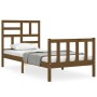 Honey brown solid wood bed frame with headboard by vidaXL, Beds and slatted bases - Ref: Foro24-3193039, Price: 110,99 €, Dis...