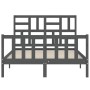 Gray solid wood bed frame with headboard 120x200 cm by vidaXL, Beds and slatted bases - Ref: Foro24-3193073, Price: 150,37 €,...