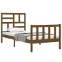 Estructura de cama con cabecero madera maciza marrón miel de vidaXL, Camas y somieres - Ref: Foro24-3193039, Precio: 110,99 €...