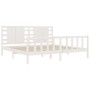 White solid wood bed frame with headboard 200x200cm by vidaXL, Beds and slatted bases - Ref: Foro24-3192837, Price: 166,25 €,...