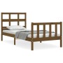 Honey brown solid wood bed frame with headboard by vidaXL, Beds and slatted bases - Ref: Foro24-3192974, Price: 103,99 €, Dis...