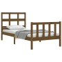 Honey brown solid wood bed frame with headboard by vidaXL, Beds and slatted bases - Ref: Foro24-3192974, Price: 103,99 €, Dis...