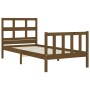 Honey brown solid wood bed frame with headboard by vidaXL, Beds and slatted bases - Ref: Foro24-3192974, Price: 103,99 €, Dis...