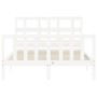 White solid wood bed frame with headboard 140x190 cm by vidaXL, Beds and slatted bases - Ref: Foro24-3192992, Price: 133,43 €...