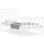 White solid wood bed frame with headboard by vidaXL, Beds and slatted bases - Ref: Foro24-3193042, Price: 99,99 €, Discount: %