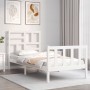 White solid wood bed frame with headboard by vidaXL, Beds and slatted bases - Ref: Foro24-3193042, Price: 99,99 €, Discount: %