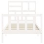 White solid wood bed frame with headboard by vidaXL, Beds and slatted bases - Ref: Foro24-3193042, Price: 99,99 €, Discount: %