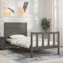 Gray solid wood bed frame with headboard by vidaXL, Beds and slatted bases - Ref: Foro24-3192718, Price: 109,99 €, Discount: %