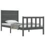 Gray solid wood bed frame with headboard by vidaXL, Beds and slatted bases - Ref: Foro24-3192718, Price: 109,99 €, Discount: %