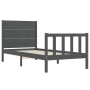 Gray solid wood bed frame with headboard by vidaXL, Beds and slatted bases - Ref: Foro24-3192718, Price: 109,99 €, Discount: %