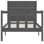 Gray solid wood bed frame with headboard by vidaXL, Beds and slatted bases - Ref: Foro24-3192718, Price: 109,99 €, Discount: %