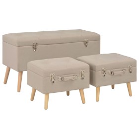 Aufbewahrungshocker 3 Stück beige Stoff von vidaXL, Bänke für Hallen und Lager - Ref: Foro24-247524, Preis: 136,99 €, Rabatt: %