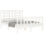 White solid wood bed frame with headboard 140x200 cm by vidaXL, Beds and slatted bases - Ref: Foro24-3192882, Price: 139,23 €...