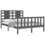 Estructura de cama matrimonio con cabecero madera maciza gris de vidaXL, Camas y somieres - Ref: Foro24-3192788, Precio: 157,...