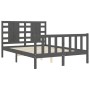 Estructura de cama matrimonio con cabecero madera maciza gris de vidaXL, Camas y somieres - Ref: Foro24-3192788, Precio: 157,...