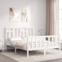 White solid wood bed frame with headboard 120x200 cm by vidaXL, Beds and slatted bases - Ref: Foro24-3193137, Price: 133,27 €...