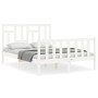 White solid wood bed frame with headboard 120x200 cm by vidaXL, Beds and slatted bases - Ref: Foro24-3193137, Price: 133,27 €...