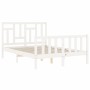 White solid wood bed frame with headboard 120x200 cm by vidaXL, Beds and slatted bases - Ref: Foro24-3193137, Price: 133,27 €...