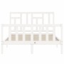 White solid wood bed frame with headboard 120x200 cm by vidaXL, Beds and slatted bases - Ref: Foro24-3193137, Price: 133,27 €...