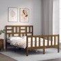 Double bed frame with honey brown wooden headboard by vidaXL, Beds and slatted bases - Ref: Foro24-3193049, Price: 139,04 €, ...