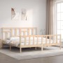 Bed frame with solid wood headboard 200x200 cm by vidaXL, Beds and slatted bases - Ref: Foro24-3193161, Price: 137,18 €, Disc...