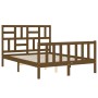 Double bed frame with honey brown wooden headboard by vidaXL, Beds and slatted bases - Ref: Foro24-3193049, Price: 139,04 €, ...