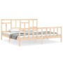 Bed frame with solid wood headboard 200x200 cm by vidaXL, Beds and slatted bases - Ref: Foro24-3193161, Price: 137,18 €, Disc...