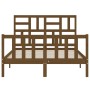 Double bed frame with honey brown wooden headboard by vidaXL, Beds and slatted bases - Ref: Foro24-3193049, Price: 139,04 €, ...