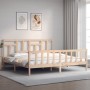 Bed frame with solid wood headboard 200x200 cm by vidaXL, Beds and slatted bases - Ref: Foro24-3193161, Price: 137,18 €, Disc...